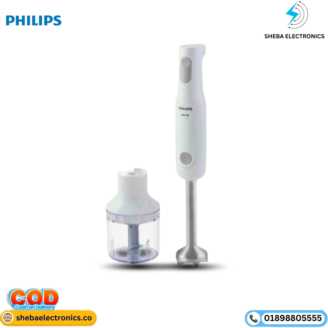 Philips Hand Blender HL1600/00 Daily Collection 650 Watt  with Detachable Steel Rod - White
