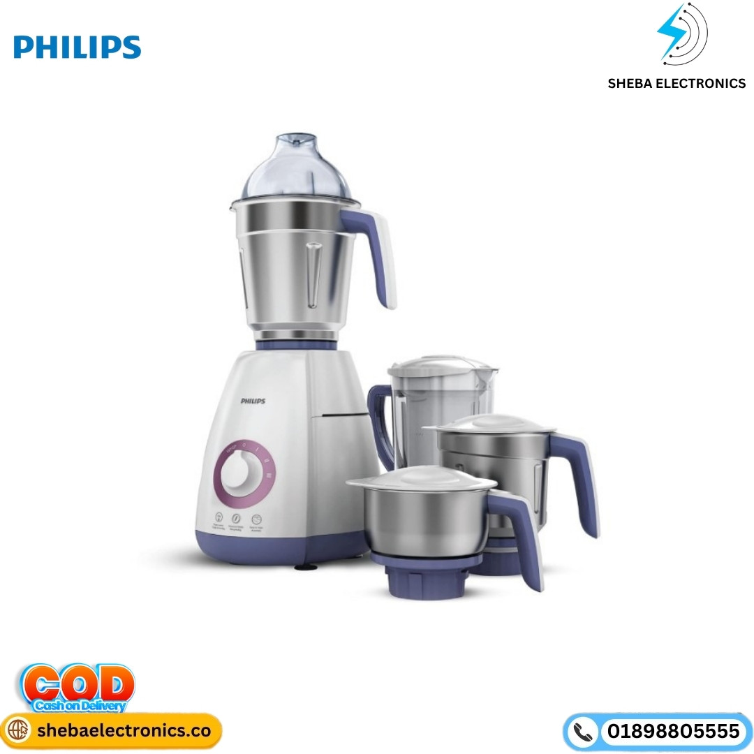 Philips Viva Collection HL7701/00 Mixer Grinder, 750 Watts, 4 Jars (Elegant Lavender and White)