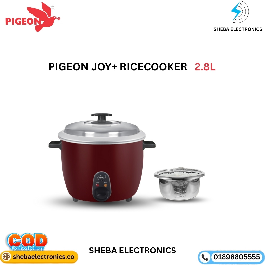 Pigeon  JOY+ SAP-490 2.8L  Electronics Rice Cooker 1000 Watts Model white &amp; Red Colour Double Pot 2.8 litre.