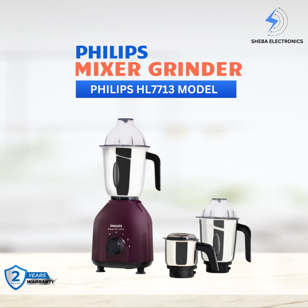 Philips HL7713/01 Mixer Grinder, 3 Jars 1000 Watts Power-Pro Motor