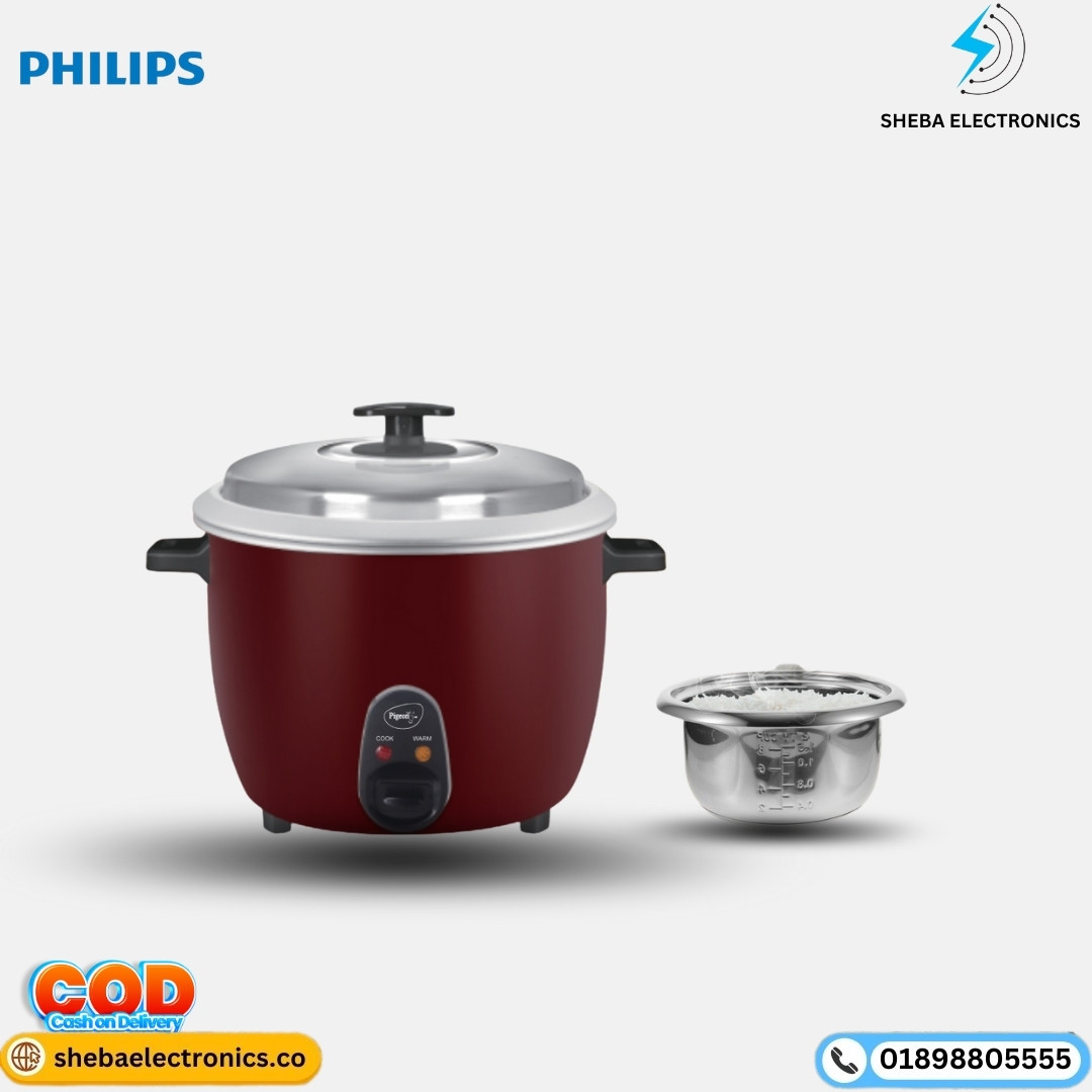 Pigeon  JOY+ SAP-490 Electronics Rice Cooker 1000 Watts Model white &amp; Red Colour Double Pot 2.8 litre.