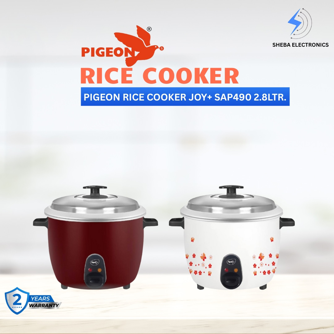 Pigeon  JOY+ SAP-490 2.8L  Electronics Rice Cooker 1000 Watts Model white &amp; Red Colour Double Pot 2.8 litre.