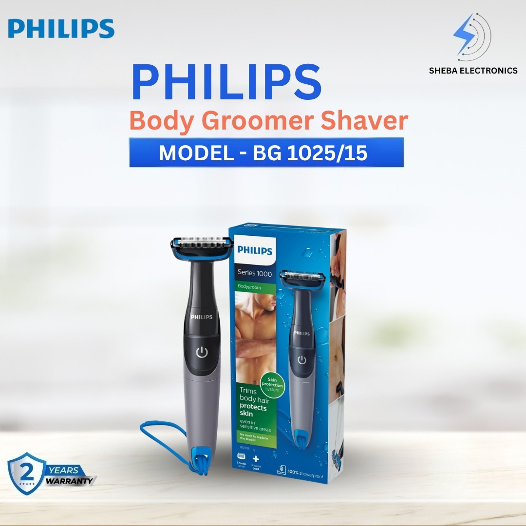 PHILIPS BG 1025/15 Showerproof Battery Powered Body Groomer Shaver For Men,