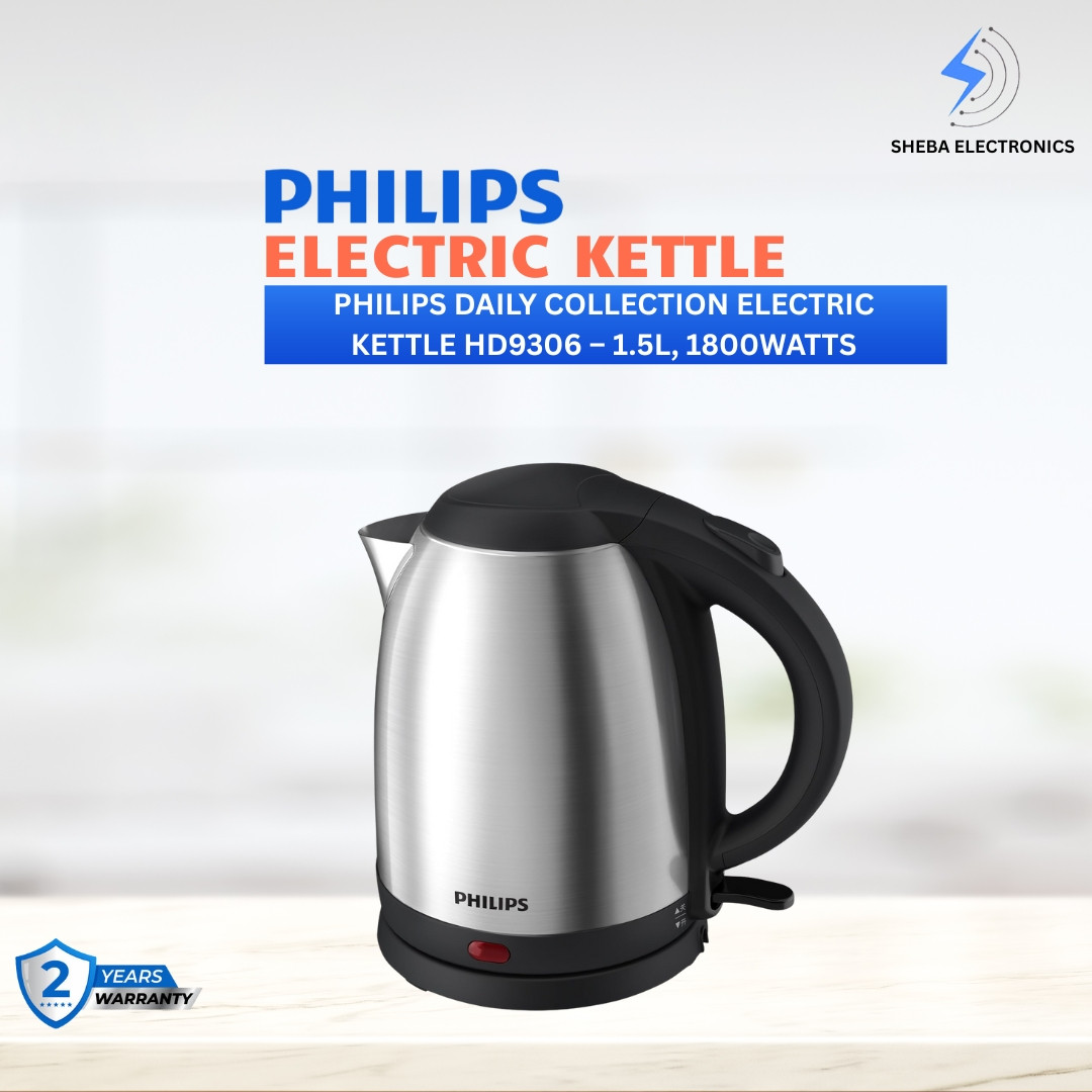 Philips Daily Collection Electric Kettle HD9306 – 1.5L, 1800W, Stainless Steel