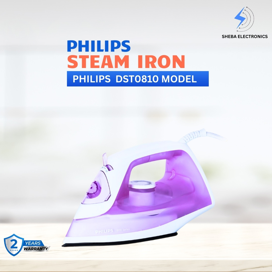 Philips DST0810/30  Steam Iron1250Watts  with up to 15 g/min steam, Vertical steam.